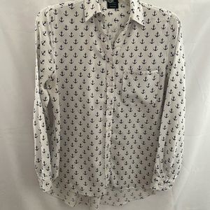 George navy blue anchor white long sleeves shirt